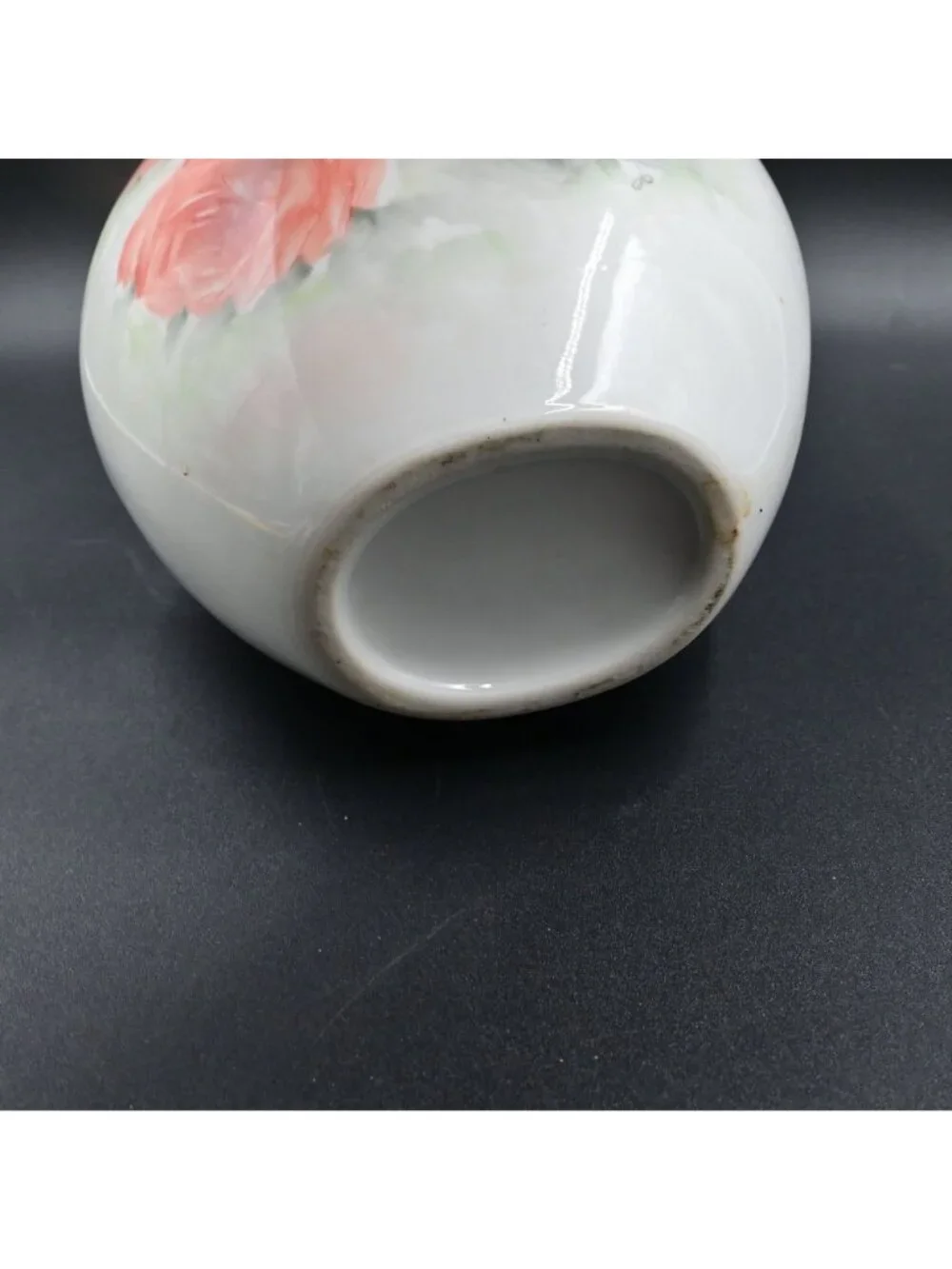 Vintage Porcelain Vase Pink Rose Floral 8